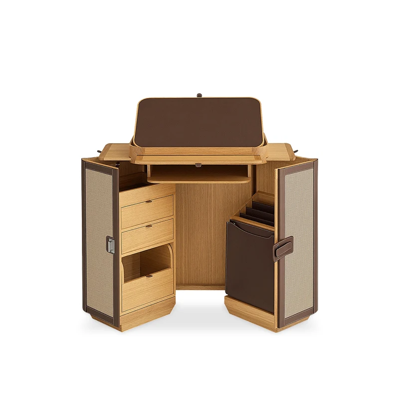 Minimalist Design Desk Villa Light Luxury Multi-Functional Cabinet Folding Leather Computer Desk