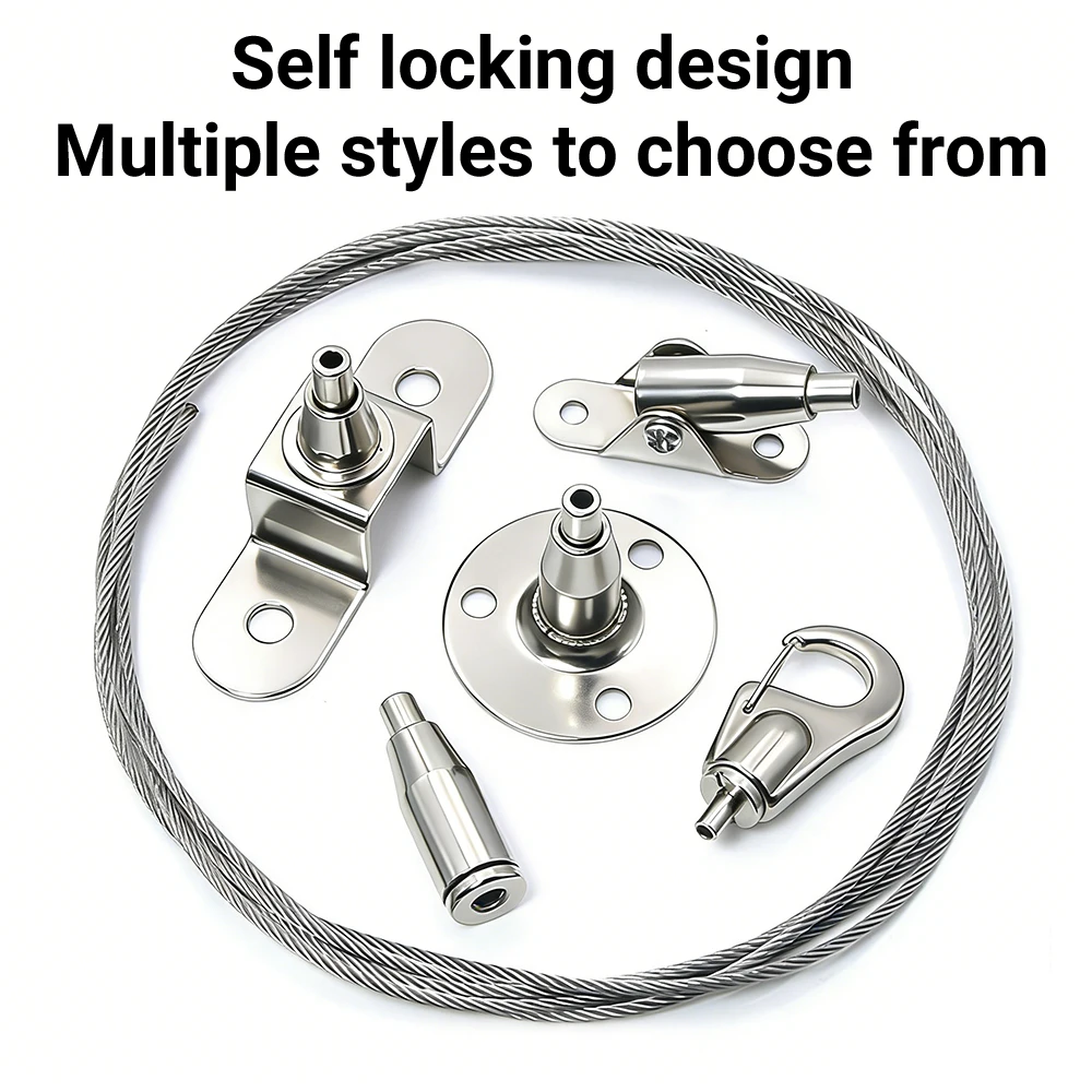 2-10PCS 1.5mm 304 Stainless Steel Wire Rope Hanging Kit A/B/C/D Alloy Hooks 0.5-3M For Advertising Acrylic Sign Suspension