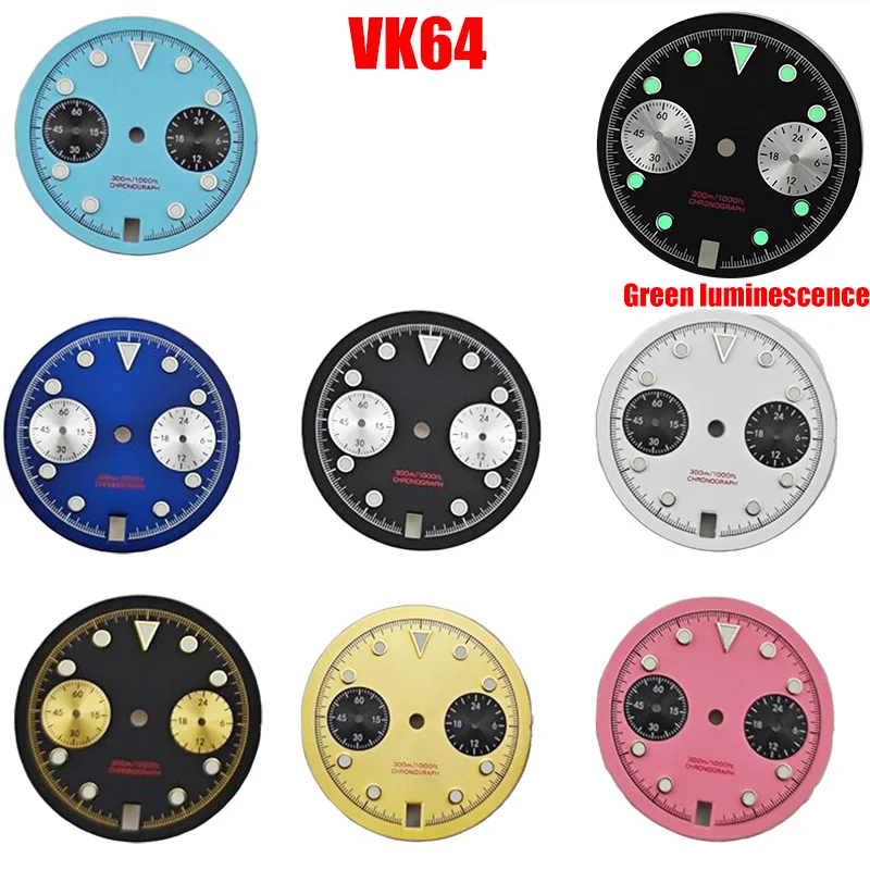 

Циферблат 29,5 мм, совместимый с механизмом VK64, зеленый светящийся циферблат, инструменты для ремонта, высококачественные детали для модификации часов