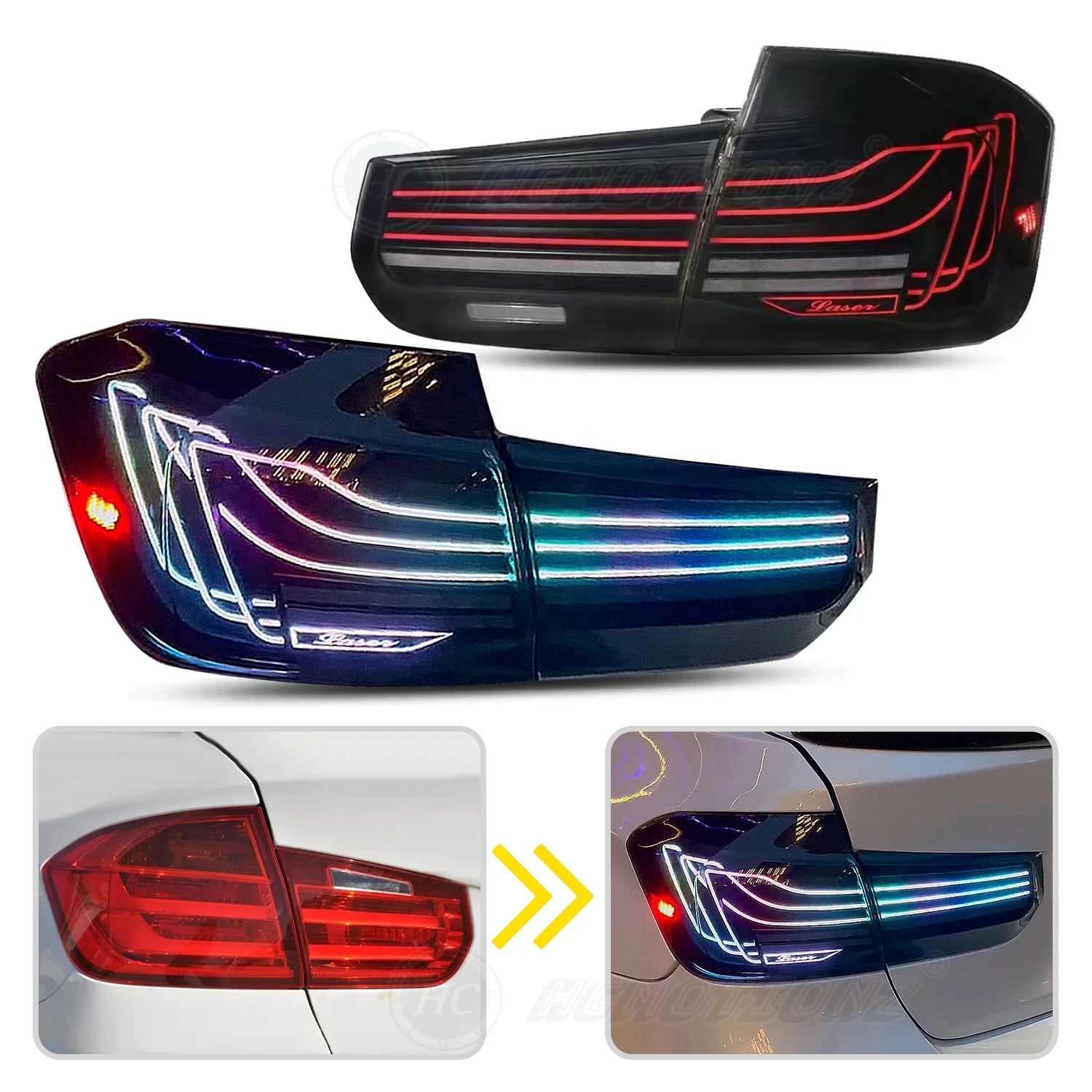 Montagem de Lâmpadas Traseiras Traseiras de Carro, Luzes Traseiras RGB LED para BMW Série 3 F80, BMW M3 F30 2013-2018, Animação DRL