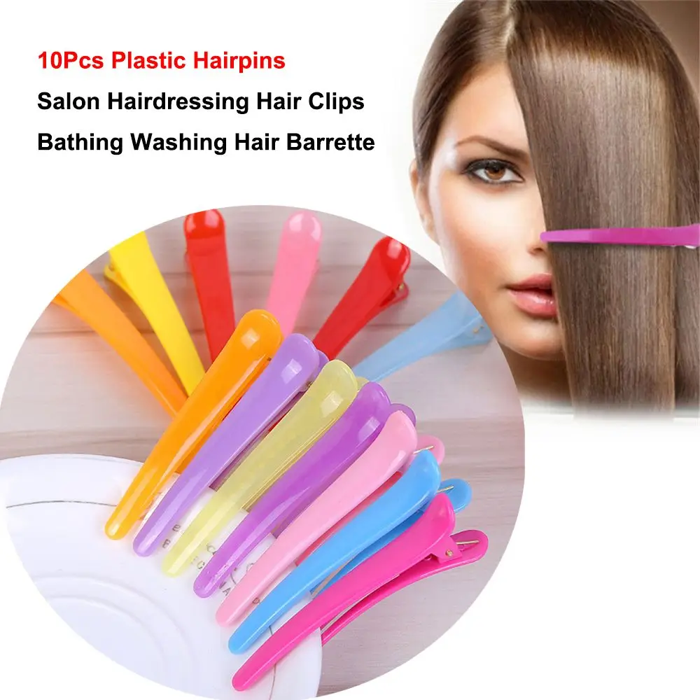 10Pcs Plastic Hairdressing Hair Salon Washing Shower Barrette Salon Styling Hair Clips Basic Hair Clips Section Clamps