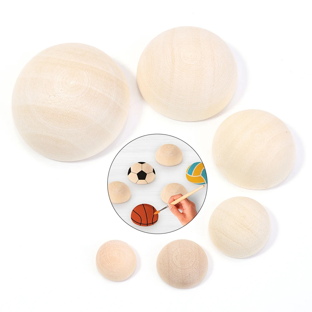 5-50pcs/lot 10/12/15/20/25/30/40/50mm Half Ball Wooden Beads