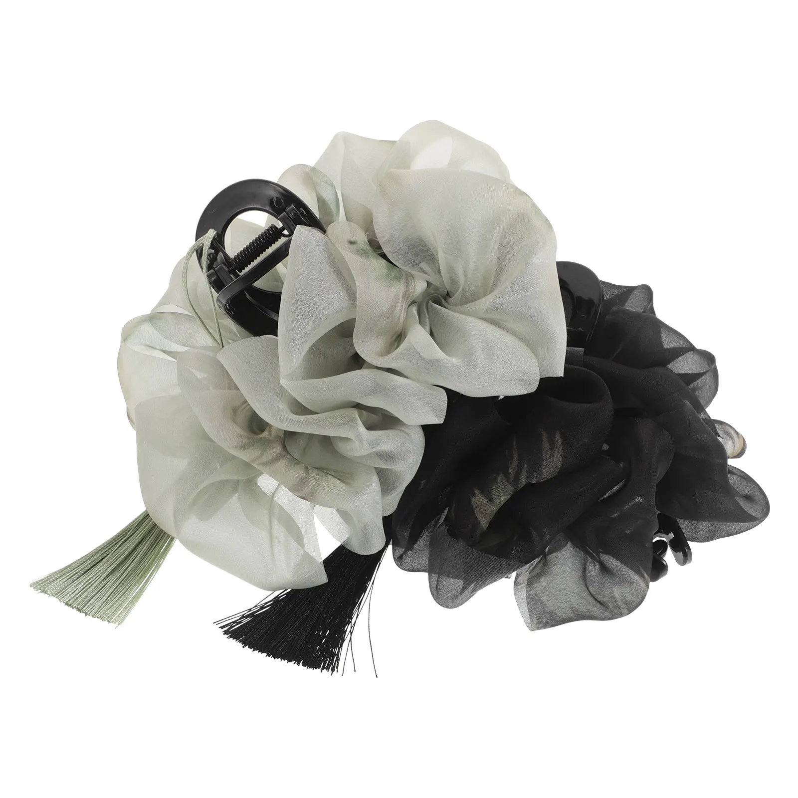 

2 Pcs Tassel Mesh Hair Clip Claw Clips Bun Chinese Hairpin Style Accessories Decorate Miss