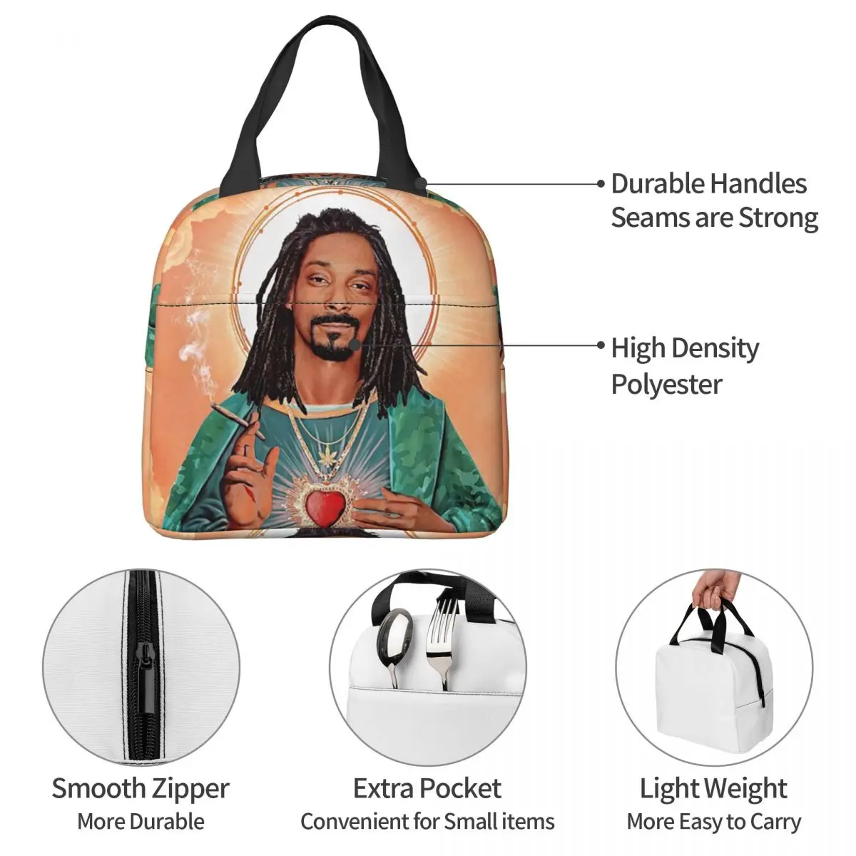 سنوب دوج يذهب يسوع معزول حقيبة الغداء للأطفال مدرسة برودة صندوق طعام حراري حمل مانعة للتسرب صناديق الغداء الحاويات #4