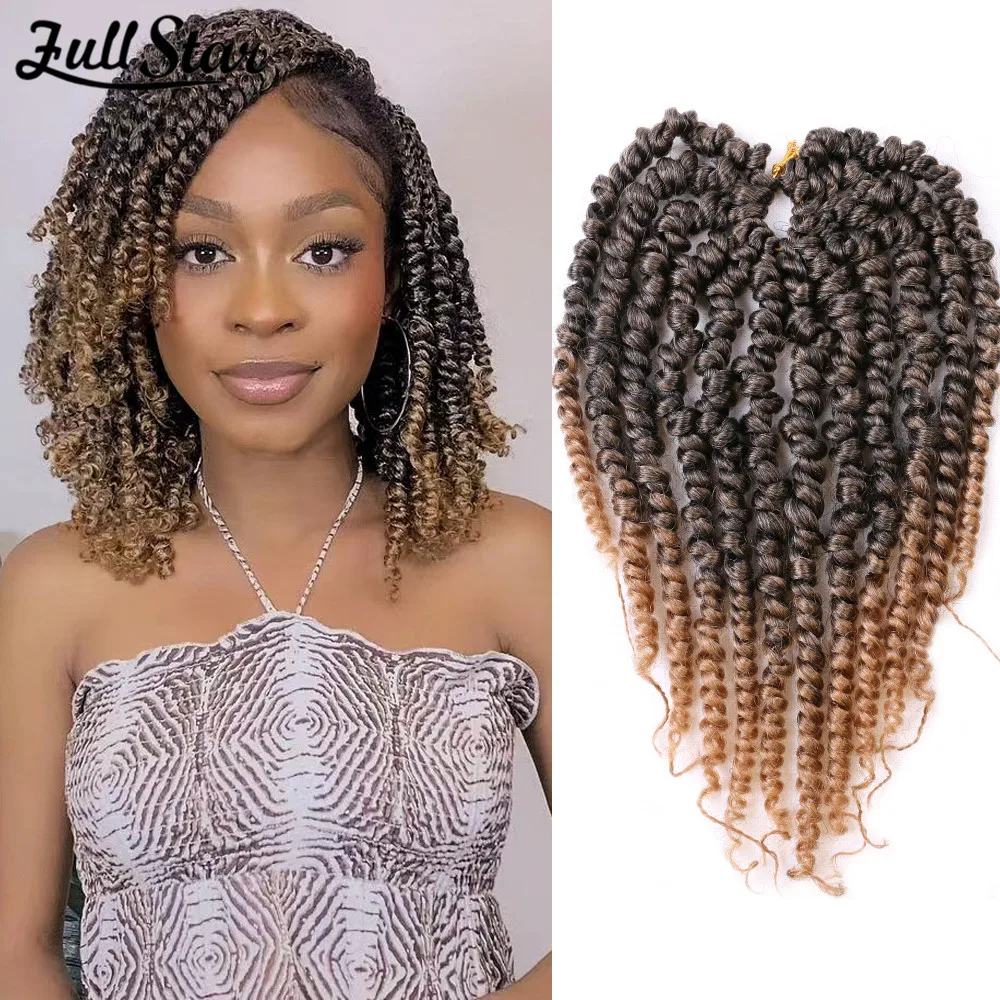 Full Star 10 Passion Twist Hair Pre-twisted Water Wave Crochet Braids Hair Pre Looped Ombre Brown Crochet Hair for Black Women