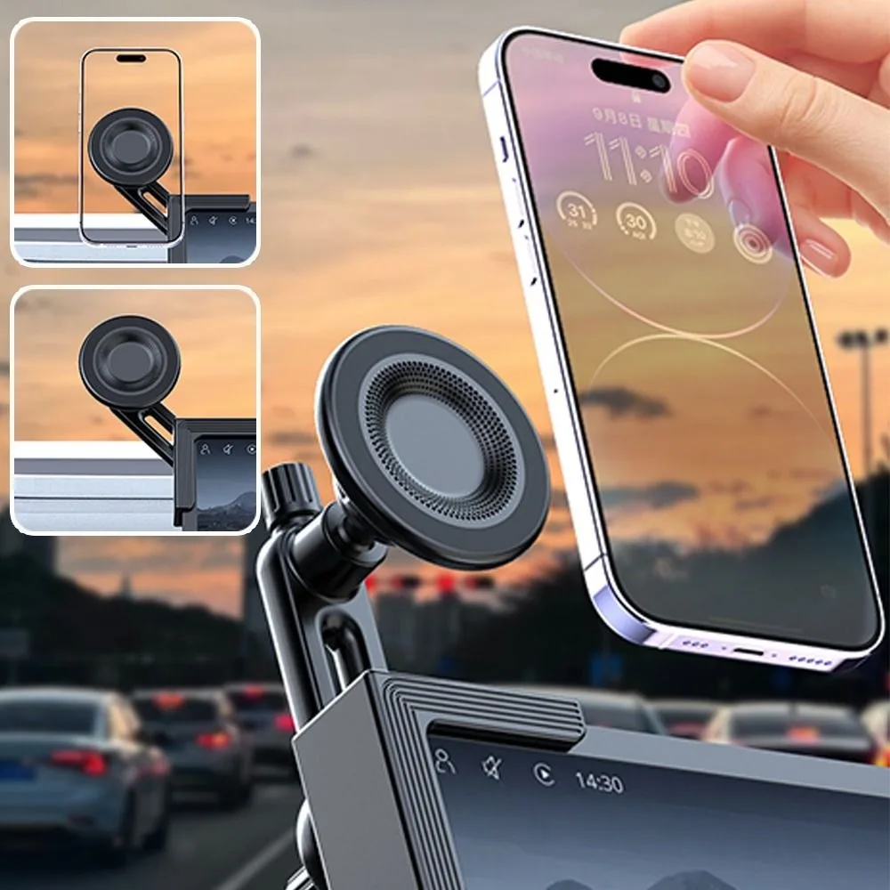 Car Central Screen Magnetic Car Phone Holder 360° Rotatable Secure Grip Car Monitor Mount Corner Holder Anti-Shake Car Holder