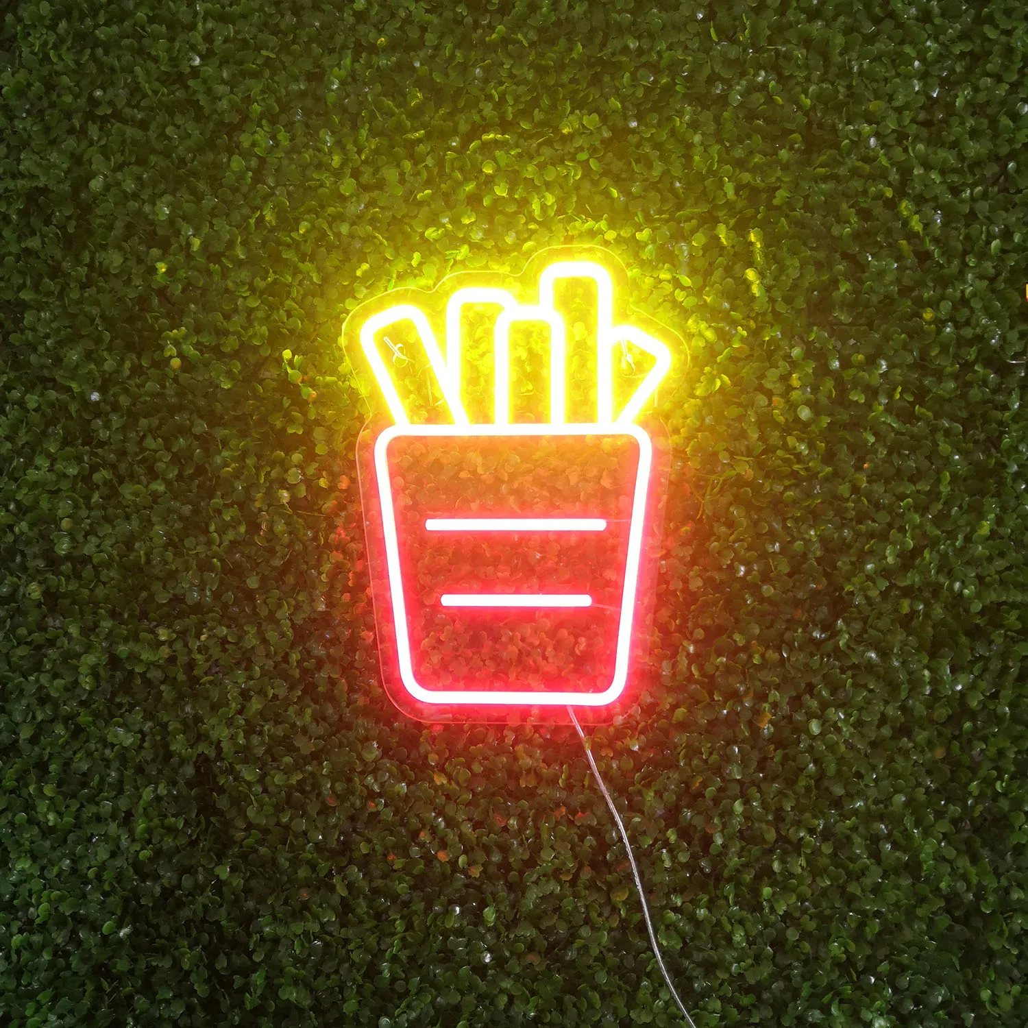 

French Fries Neon Sign - Food art, Led Neon Sign, Street food signboard, Junk food gift, Fries, coffee bar decor