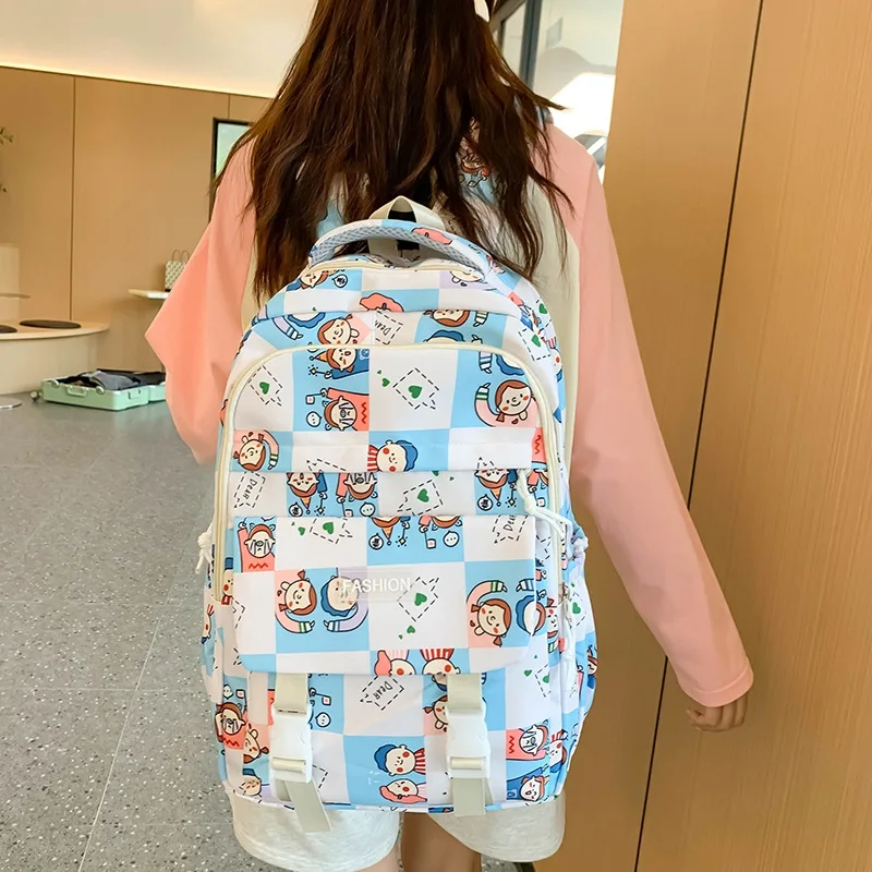 Ins-cute mochila para meninas, mochila escolar com bolsos, estilo harajuku, para mulheres e adolescentes