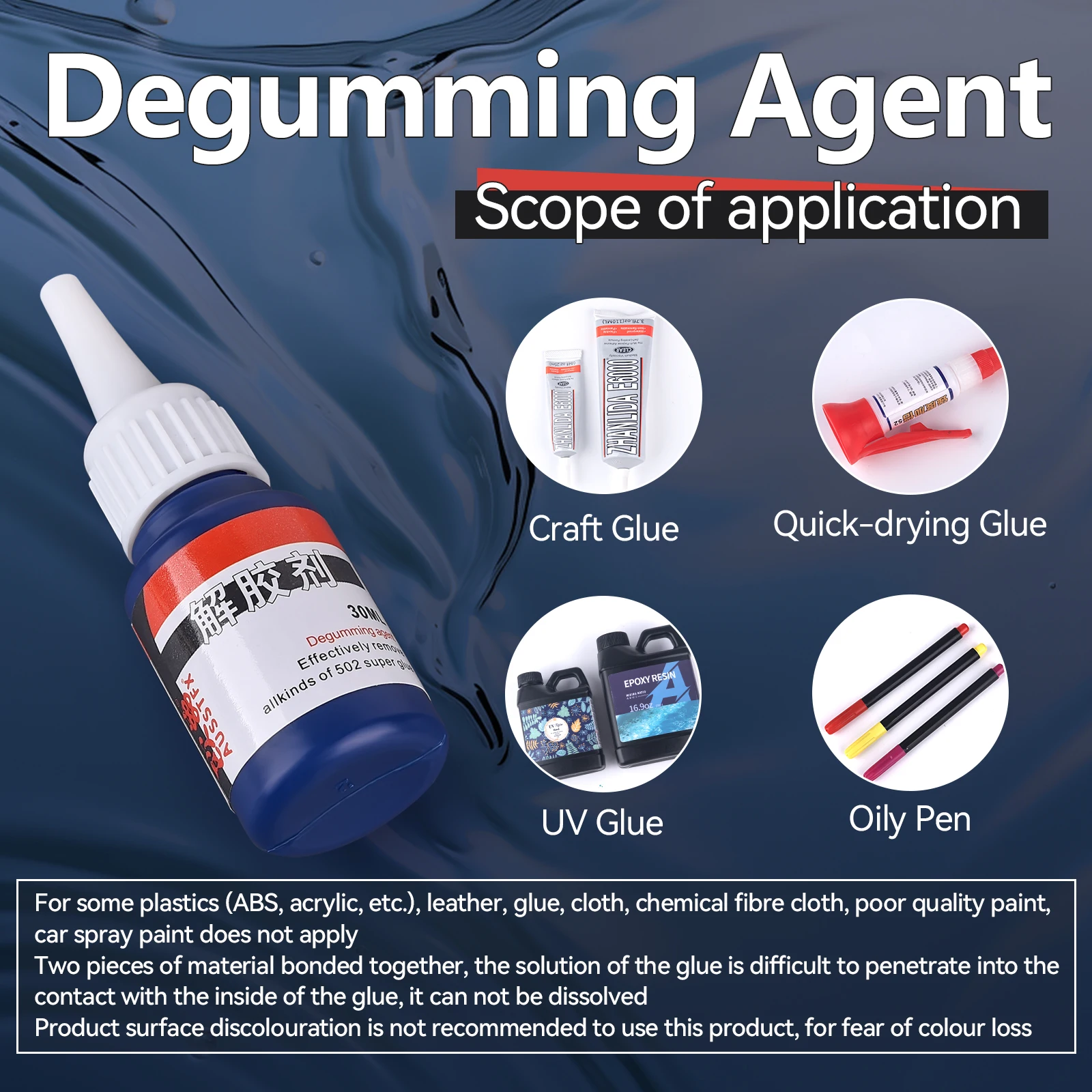 30ml Super Glue Remover Cleaner Glue Adhesive Debonder for Resin Liquid Glue UV Adhesive 502 Glue Nail Free Glue