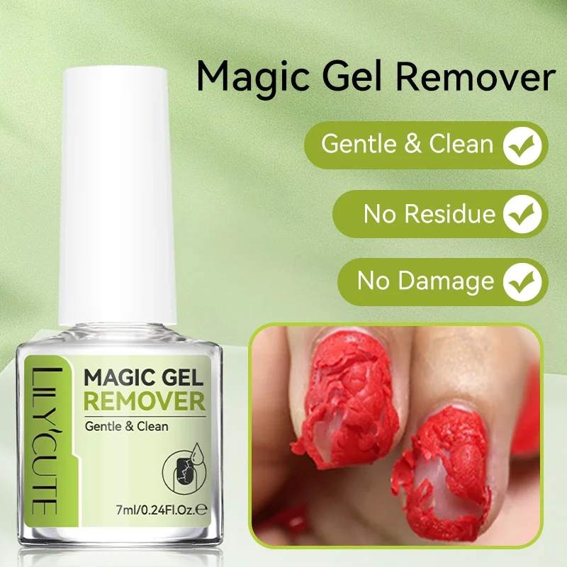 LILYCUTE 7ml เจลเล็บ Remover สําหรับเล็บใน 3-5 นาทีได้อย่างง่ายดายลบกึ่งถาวร Soak Off UV GEL Burst