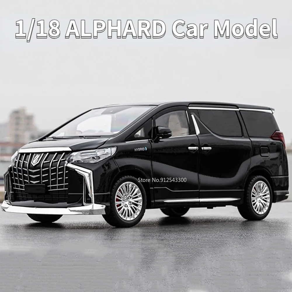 1/18 ALPHARD Toy Alloy Diecasts Simulation Car Model With Sound Light Pull Back Car Door Can Opened Toys Vehicles Gifts for Kids