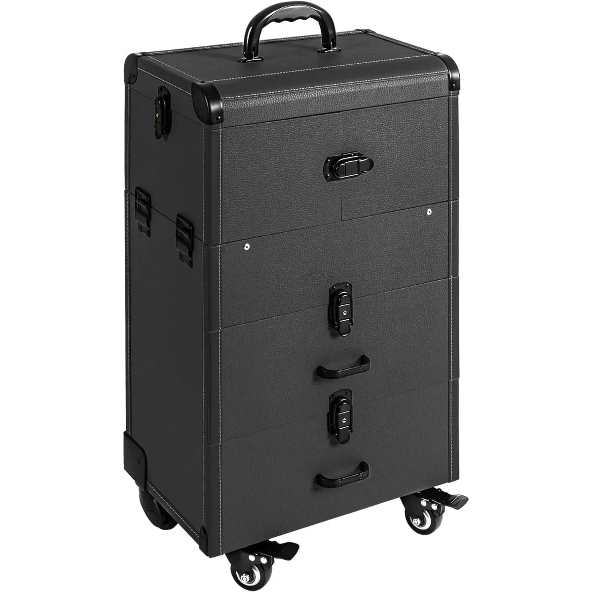 Professional Rolling Makeup Case, Large Capacity Cosmetic Train Case with Wheels & Pull Handle, Mobile Storage Box for Salon view 7
