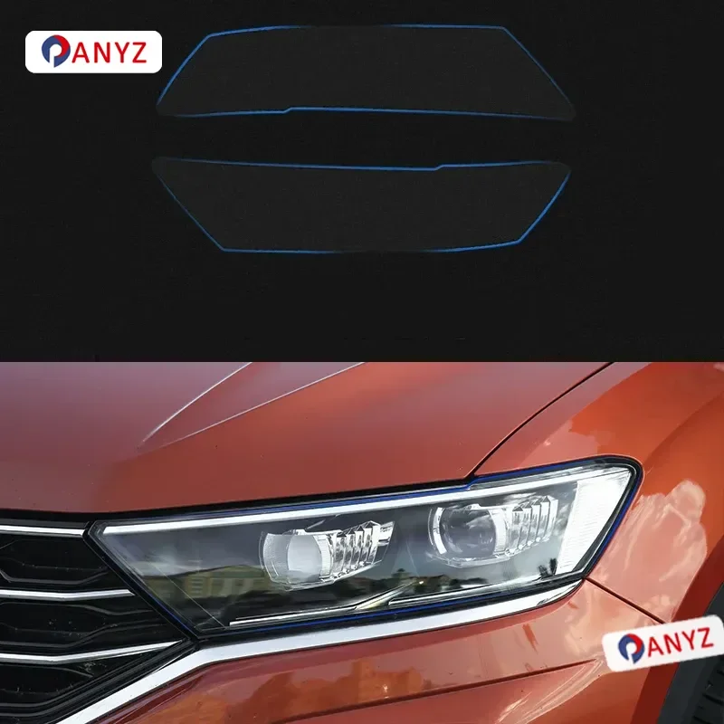 

2pics Car Front Headlamp Film for VOLKSWAGEN VW T-Roc TRoc Tpu Transparent Protective Film Exterior Headlight Strip Car Sticker