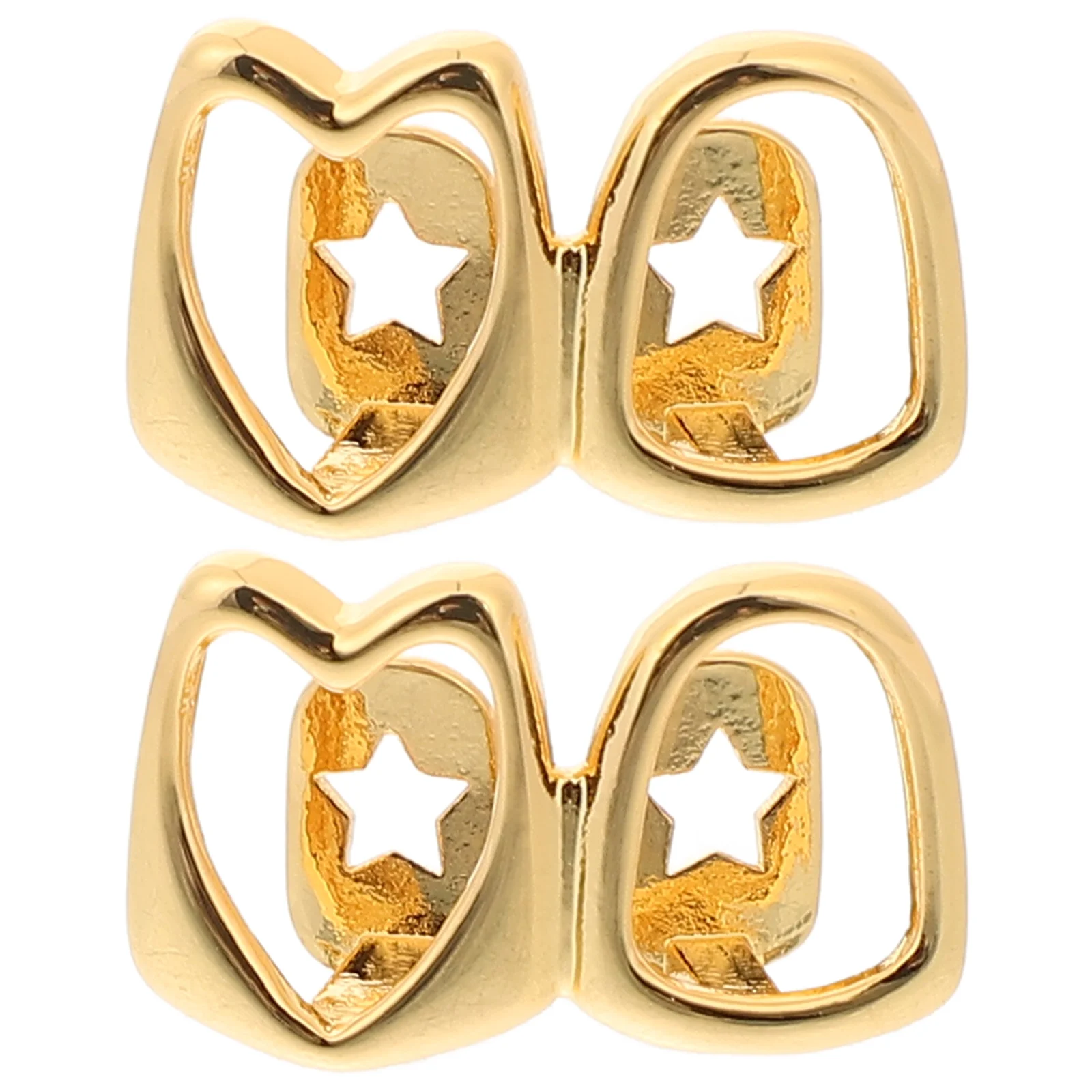 

2Pcs Gold Grills Hollow Heart Shaped for Halloween Parties Stage Performance Teeth Toppers Teeth Protectors Protectors