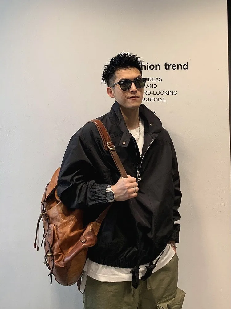 

Мужская демисезонная куртка для активного отдыха, новая, в американском ретро-стиле, ветрозащитная, с воротником-стойкой, на молнии, свободного кроя, из полиэстера...