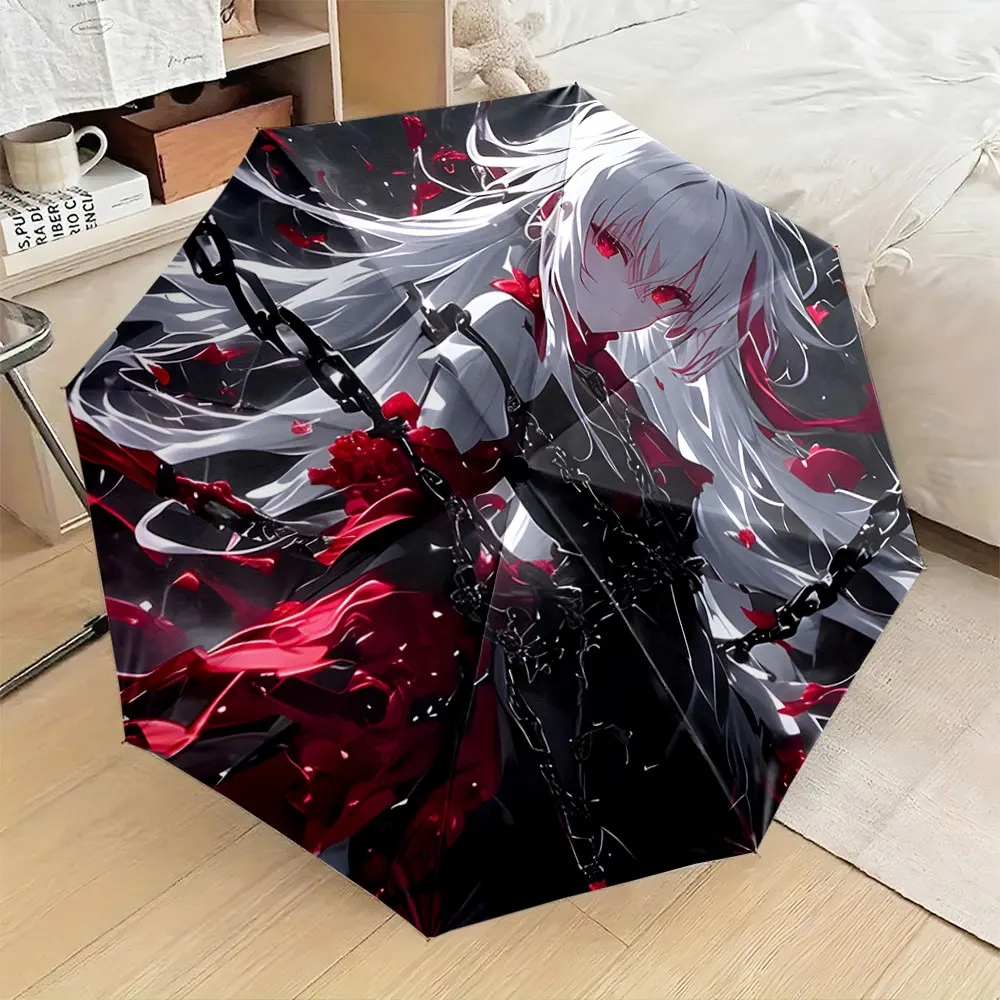 1PC Artistic Anime Character Design Umbrella Print 8 Iron Ribs Folding Umbrella Auto-Open Fashion Sunshade