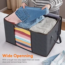 3pcs/6pcs Large Capacity Clothes Storage Bag Organizer With Reinforced Handle For Blanket Comforters Bed Sheets Pillows Toy