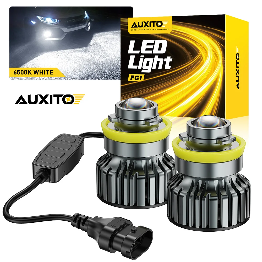 

AUXITO 2Pcs H8 H9 H11 LED Canbus Car CSP LED Fog Bulbs Projector Lens 6500K White 3000K Yellow Turbo Fog Lamp Day Running Light