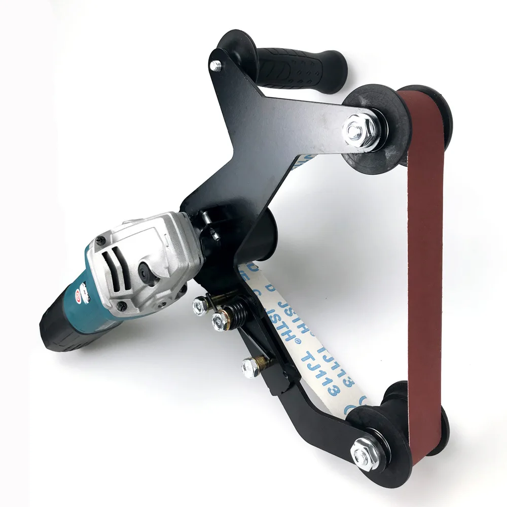 Belt Sander Attachment for Angle Grinder, Stainless Steel Tube Polisher & Wire Drawing Tool, Round Pipe Sanding Head