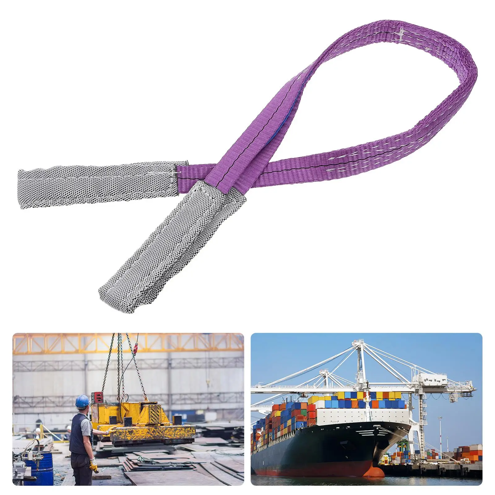 Flat Lifting Sling 1 Ton Polyester Straps 1m Hemming Double Buckle Winch Belt Furniture Moving Straps