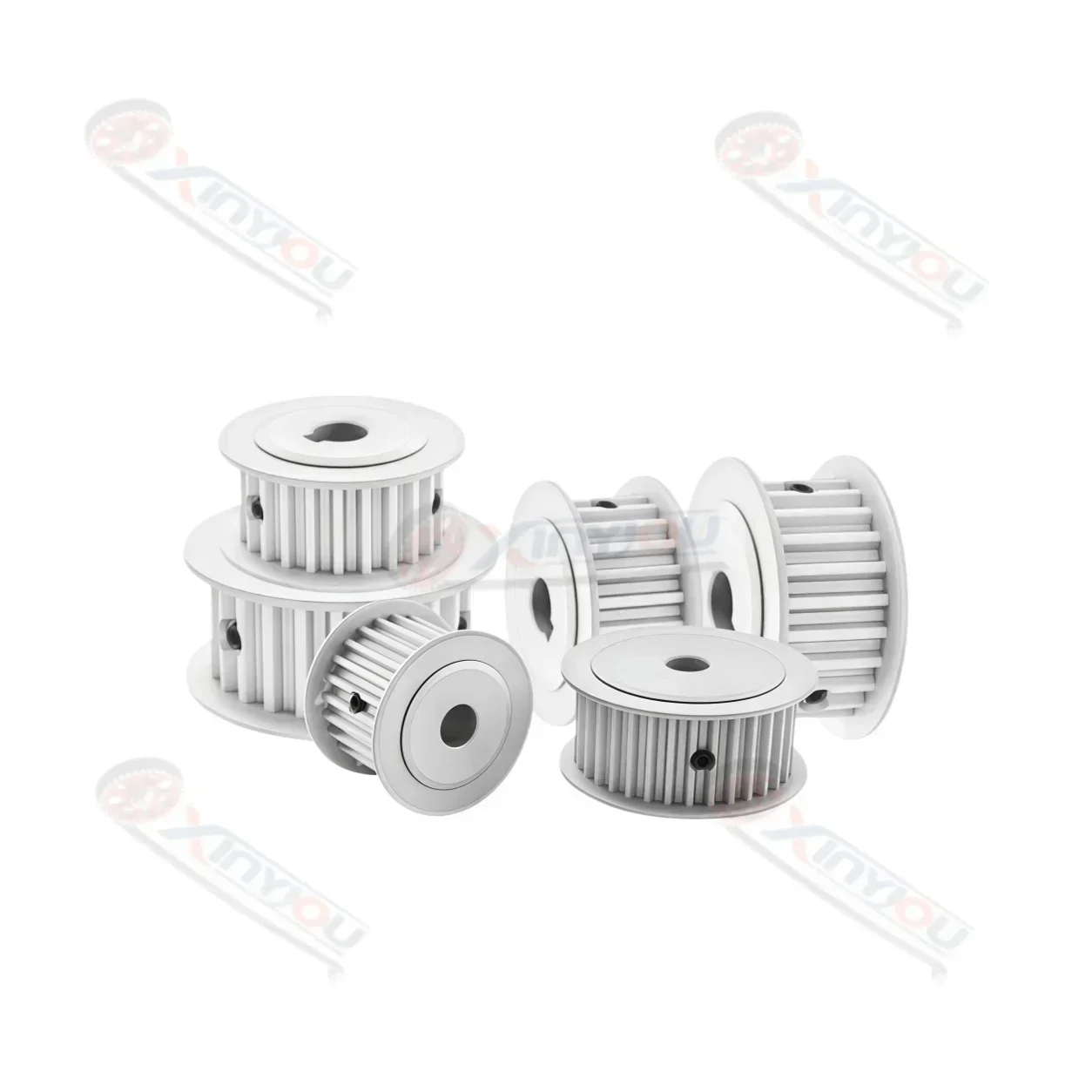 AF Type T5 Timing Pulley 20/22 Teeth Aluminum, 10-25mm Belt Width 8-25mm Bore Set Screw Keyway for Industrial CNC Equipment