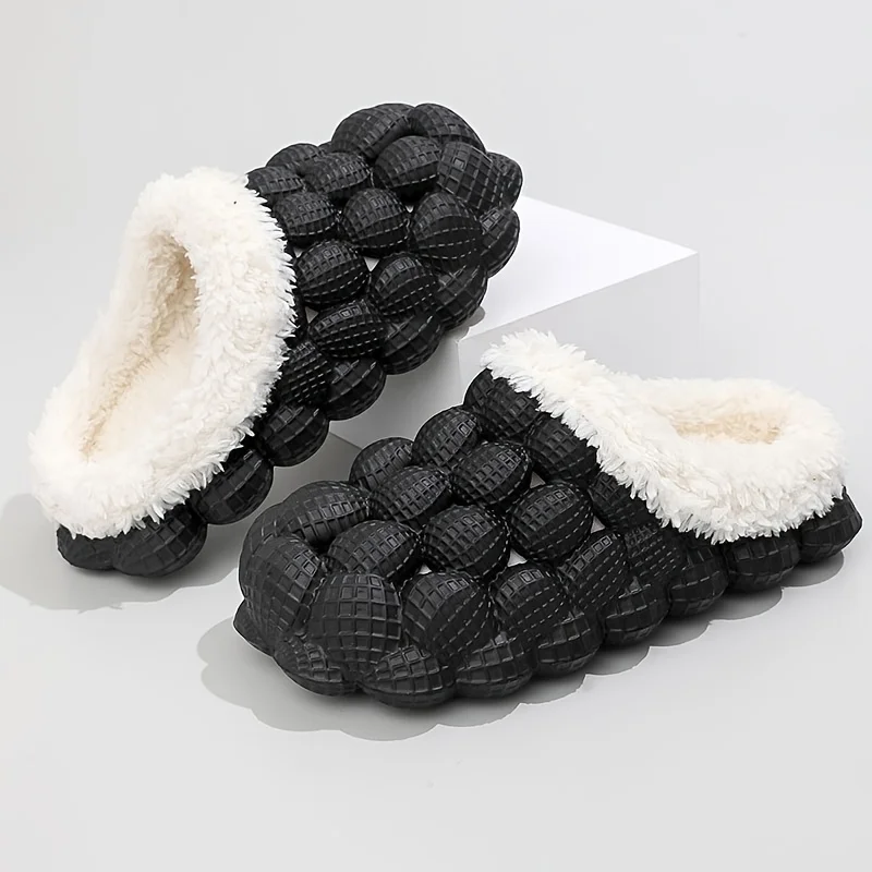 

Winter Massage Bubble Slippers Warm Furry Indoor Shoes Women Men Unisex Non Slip Waterproof EVA Sole House fuzzy home Shoes