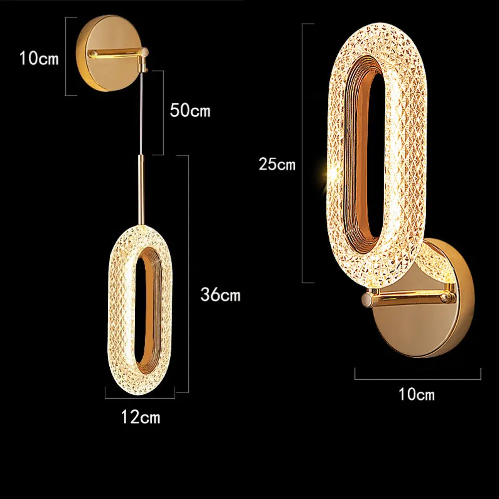 Luxurious Ellipse LED Wall lamp AC110V-260V 12W Corridor Balcony Creative Staircase Bedroom Bedside Crystal texture Wall Light