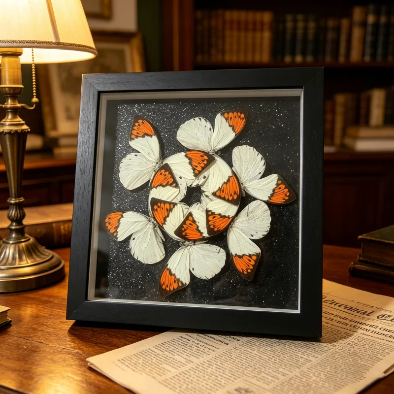 1PC Platter Butterfly Specimen Home Decoration 3D Ornament Gift Birthday Gift Teaching Creative Gift (Orange-barred Jezebel‌）