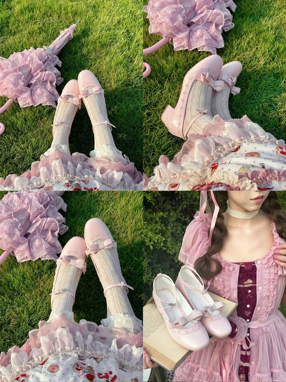 Women's Sweet Lolita Low-Heel Shoes Mary Jane Style with Bow  2026 Spring New Cute Girls Elegant Single Shoes