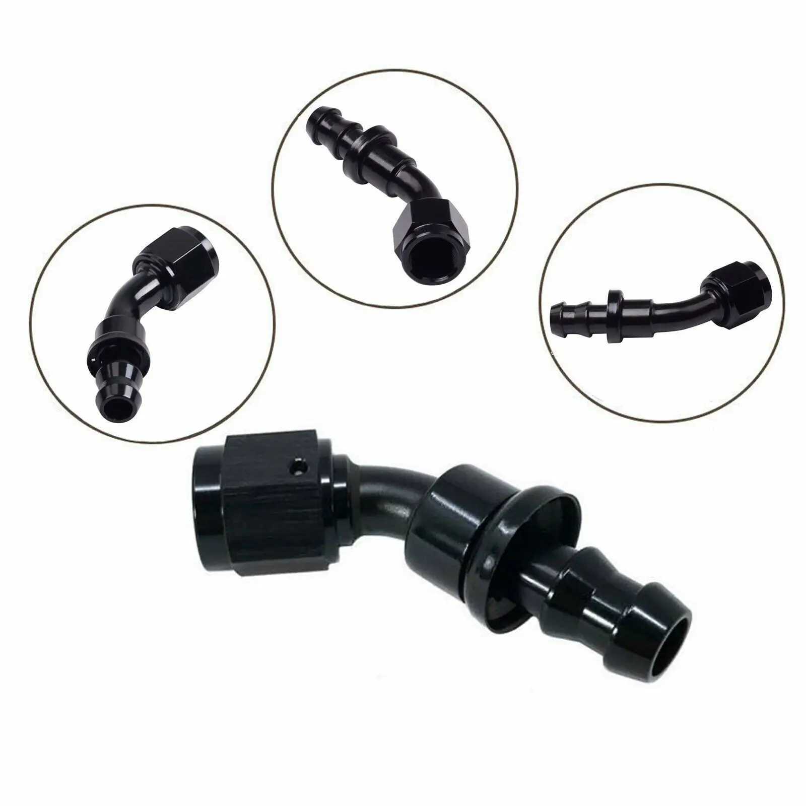 العالمي AN8 AN12 45 180 درجة دفع على قفل خرطوم نهاية المناسب بارب لزيت الوقود المياه السائل خط الهواء #3