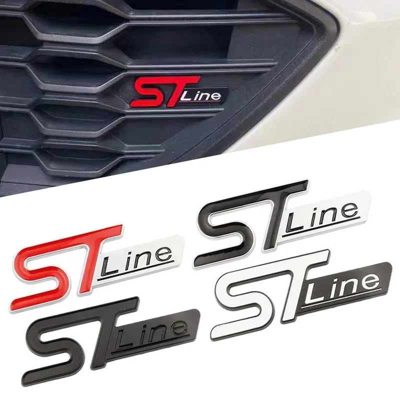 For FORD ST LINE Logo Front Grill Emblem Badge Car Rear Trunk Sticker Decals Focus Kuga Fiesta Mondeo ESCAPE Ecoboost