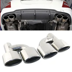 1 Pair Interface 63mm Dual Exhaust Tip Stainless steel Slant Oval Rolled Auto Muffler Tail Pipe for W211 W204 C63 with logo