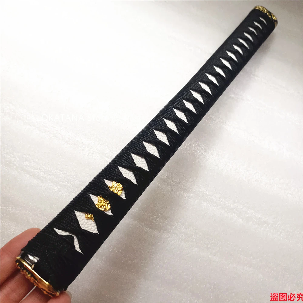 Nice Japan 40cm Long Tsuka Handle Black Ito Alloy Fuchi Kashira Menuki Parts For Japanes Sword Samurai Katana TSUKA Fittings