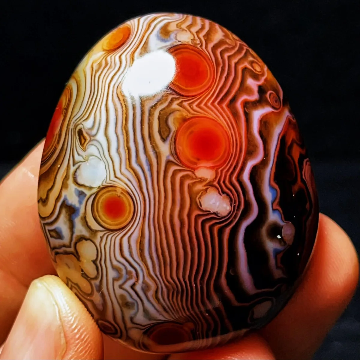 Translucent Beauty Banded Agate Palm Stone, Tumbled Polished, River Stone, Collectible, Natural Stone, Crystal Collection