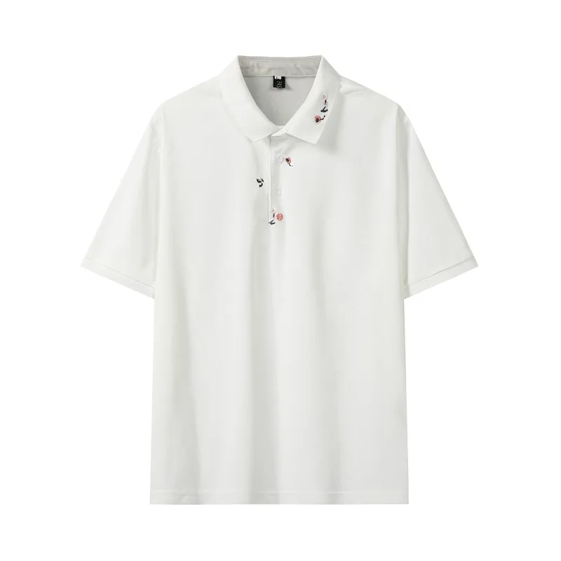 

Flower Embroidery Pattern Polo Shirt Summer Fashion Short Sleeve Top Daily Wear Men Women T-shirts Clean Fit Unisex Tee Shirt