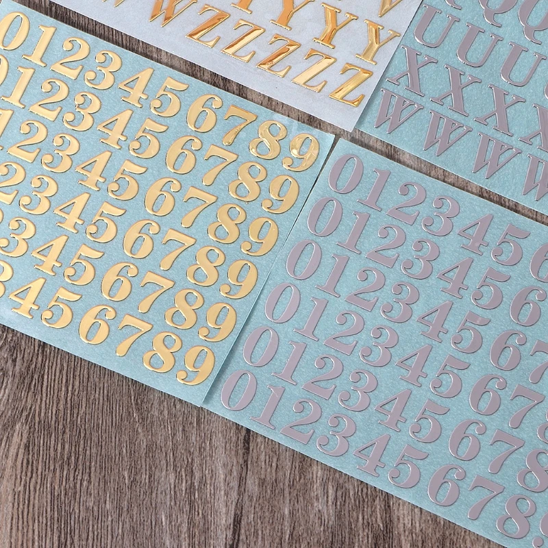 2 Sheets Glitter Alphabet Letter Stickers Glitter Self Adhesive Digital Metal Stickers for Grad Cap and Arts Craft DropShip