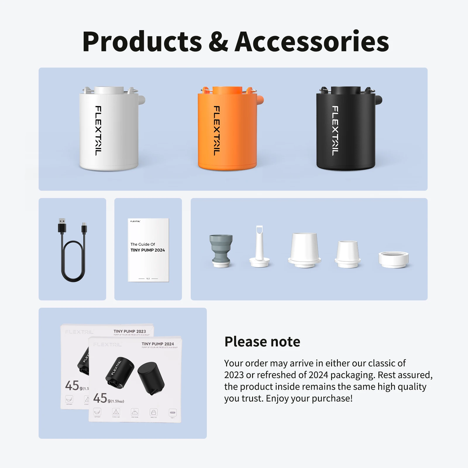 FLEXTAIL Portable Air Pump, Mini Camping Pump with Light, USB-C Charging, Ideal for Sleeping Pads, Air Bed Mattress, Vacuum Bags