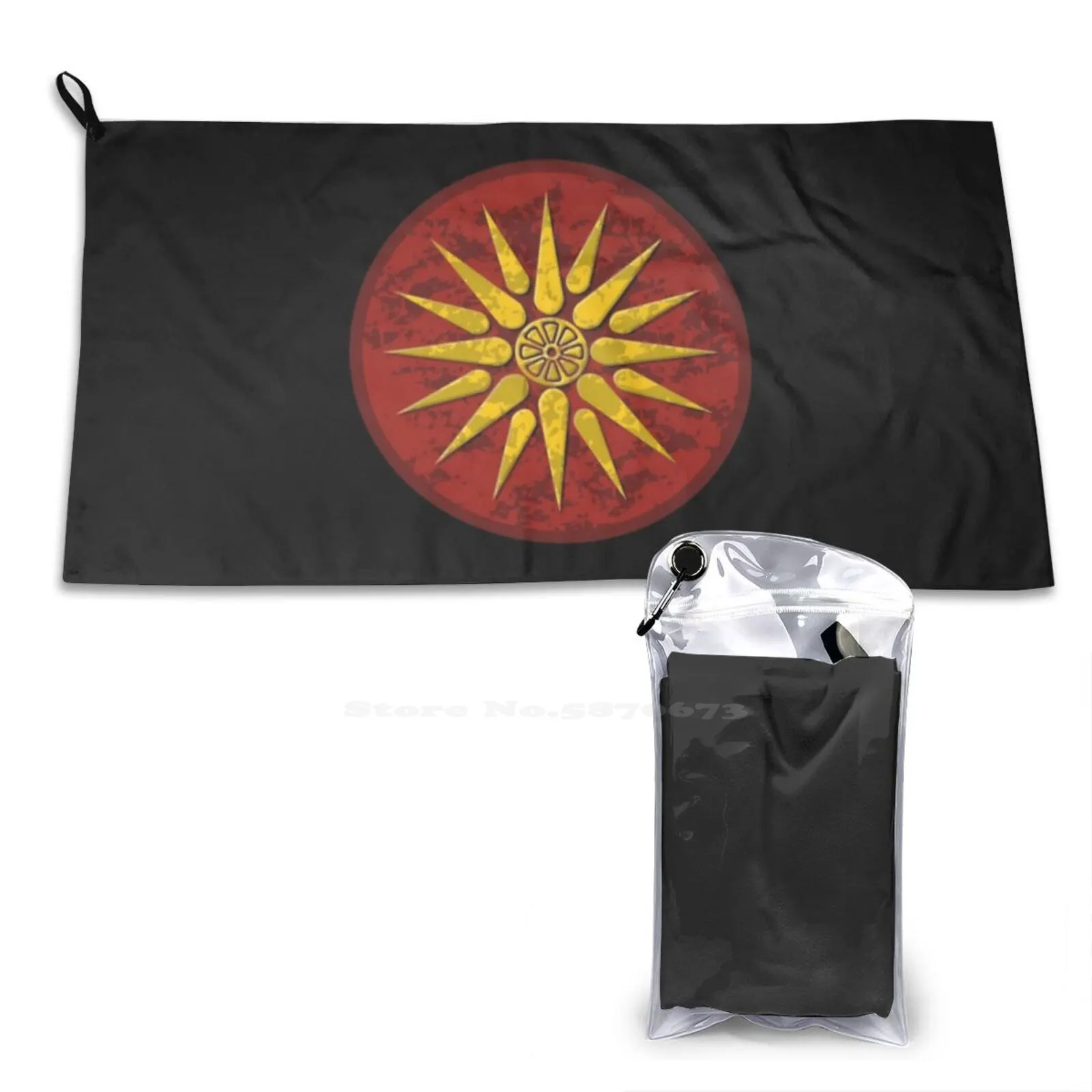 Macedonia Symbol Color Soft Comfortable Bath Towel Outdoor Greece Crest Shield Symbol Sun Star Round Color Greek Classical Icon