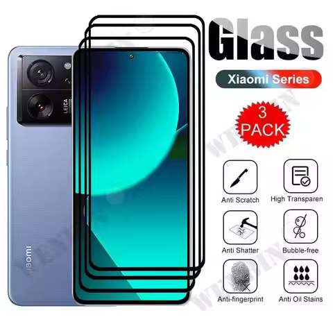 3 Pcs Tempered Glass For Xiaomi 13T Pro 14 Pro 12T 11T Redmi Note 13 12 11 Pro Poco X5 Pro F5 Pro Full Cover Screen Protector