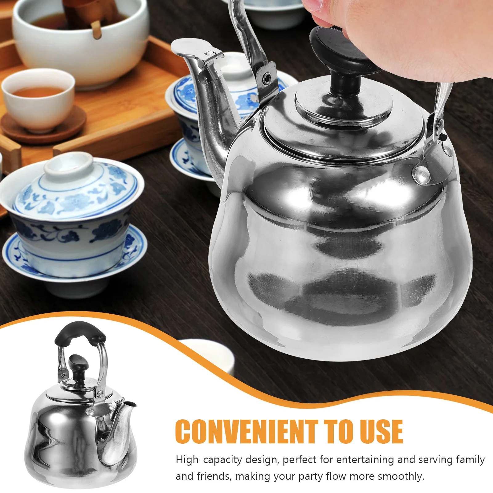 

Whistling Stovetop Stainless Steel Tea Kettle Food Grade Fast Boil Easy Storage Large Capacity Modern Teapots