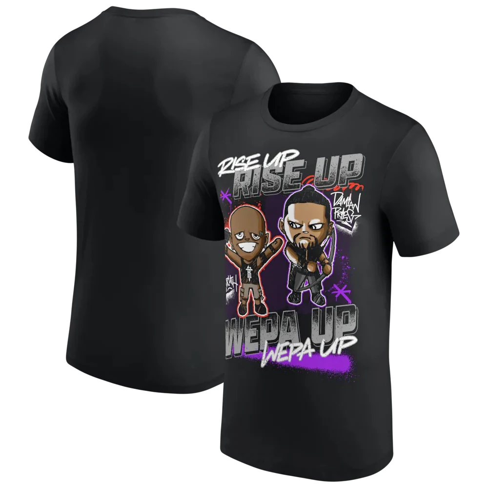 Men's Damian Priest R-Truth Rise Up Wepa Up Cartoon T-Shirt 3D Printed Quick Dry Short Sleeve Daily Casual Plus Size T-Shirt