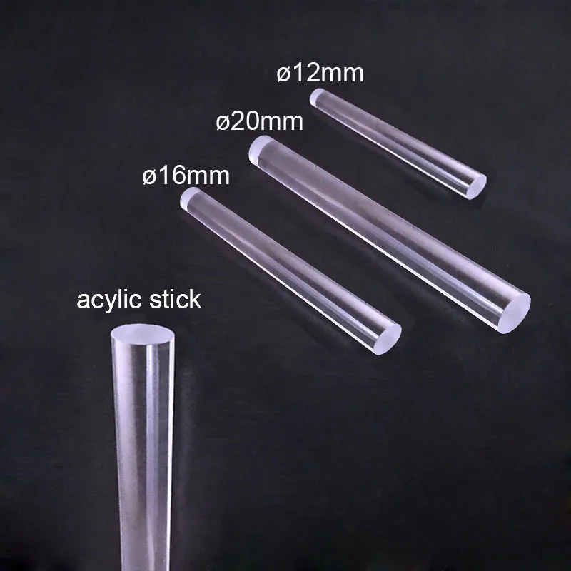 Customized Cut Length Diameter 12mm/16mm/20mm Clear Acrylic Plexiglass Lucite Rod Round Pmma Bar Rolling Pins