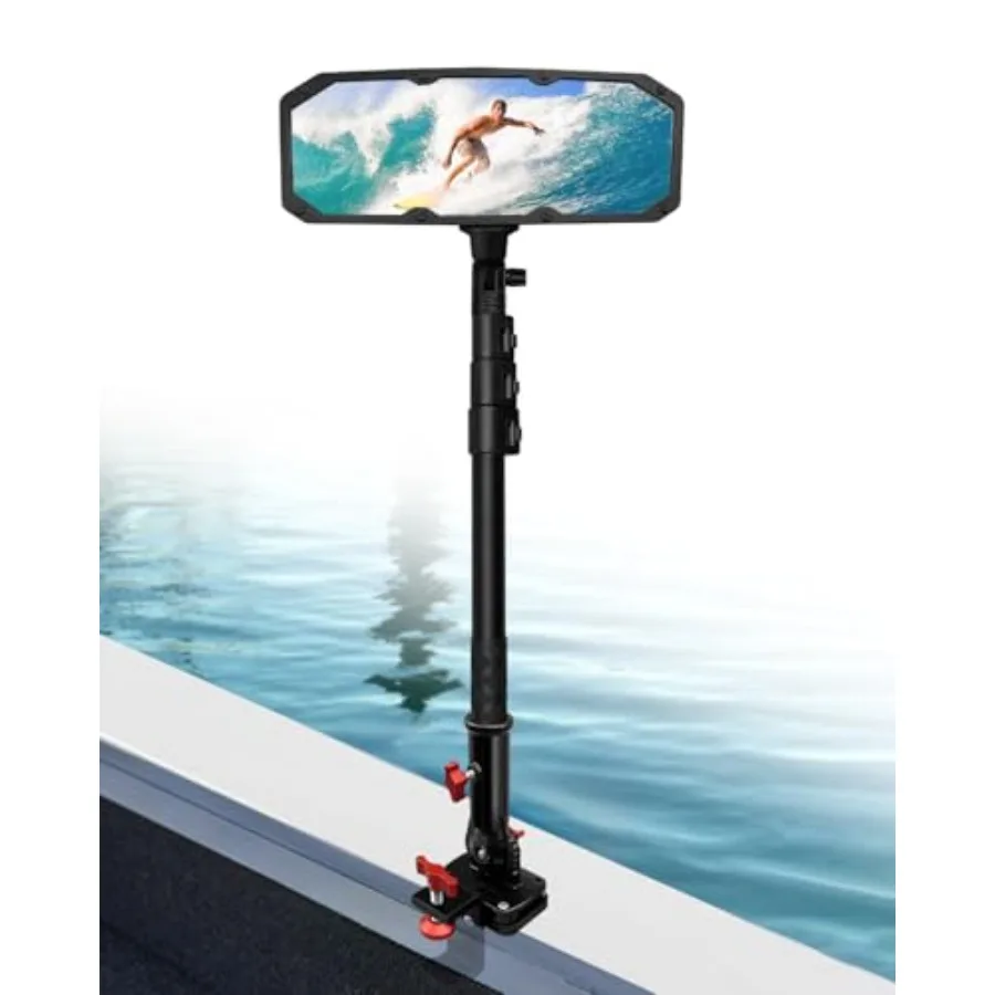 

Pontoon Boat Mirror Rear View, 4.7x11.2 Inch Extra Large, 360° Adjustable Stable, Marine Mirror for Water Skiing Wakeboarding S