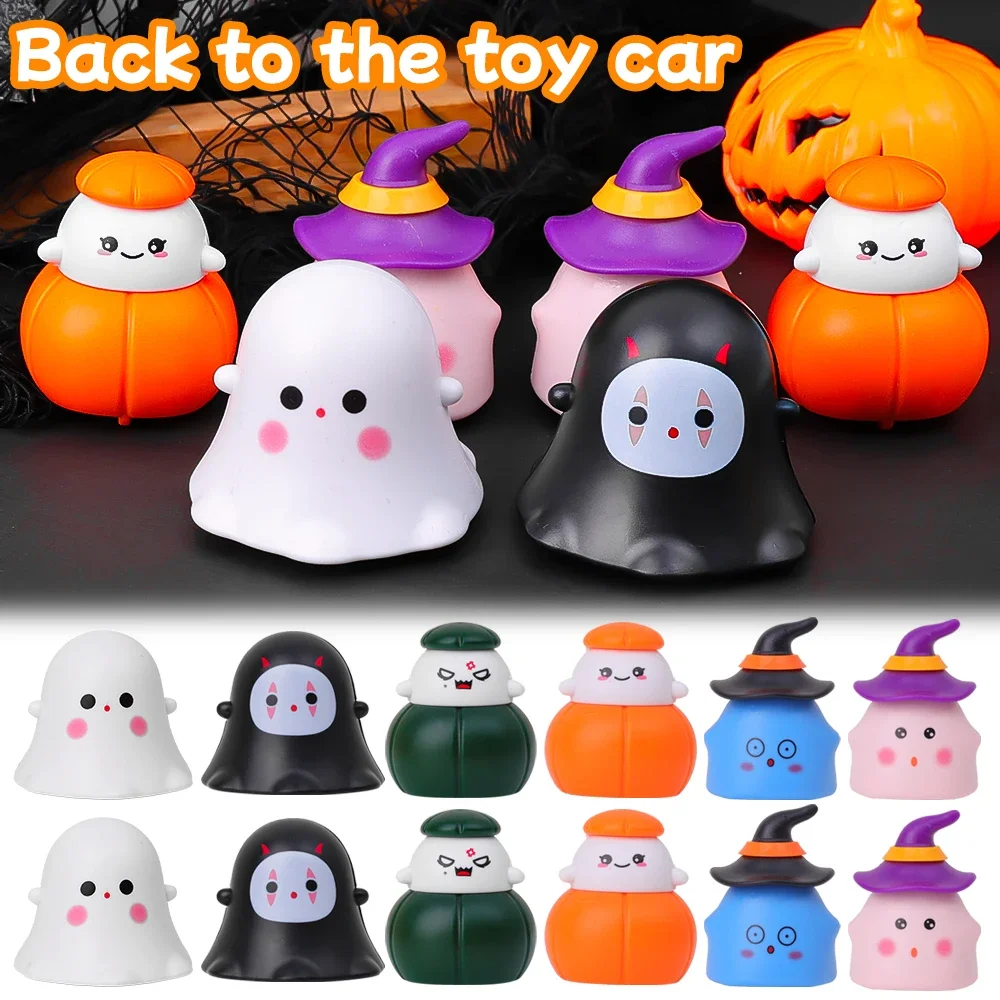 Halloween Cartoon Pumpkin Ghost Inertia Slide Pull Back Car Toys Fall-resistant Mini Pull Back Car Children's Puzzle Toy Gift