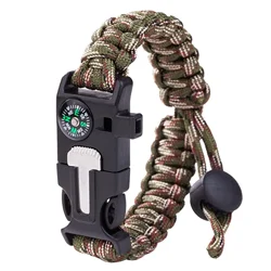 Uomo Donna Outdoor Ombrello di sopravvivenza regolabile Corda Bracciale SOS Bracciale di salvataggio di emergenza Bussola Braccialetti con fischietto sportivo