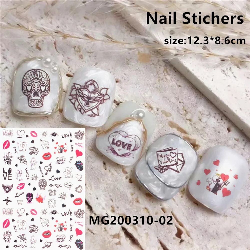 MG series MG200310-02 love series 3D Back glue Self-adhesive Nail art Nail sticker decoration tool Sliders For Nail Decals