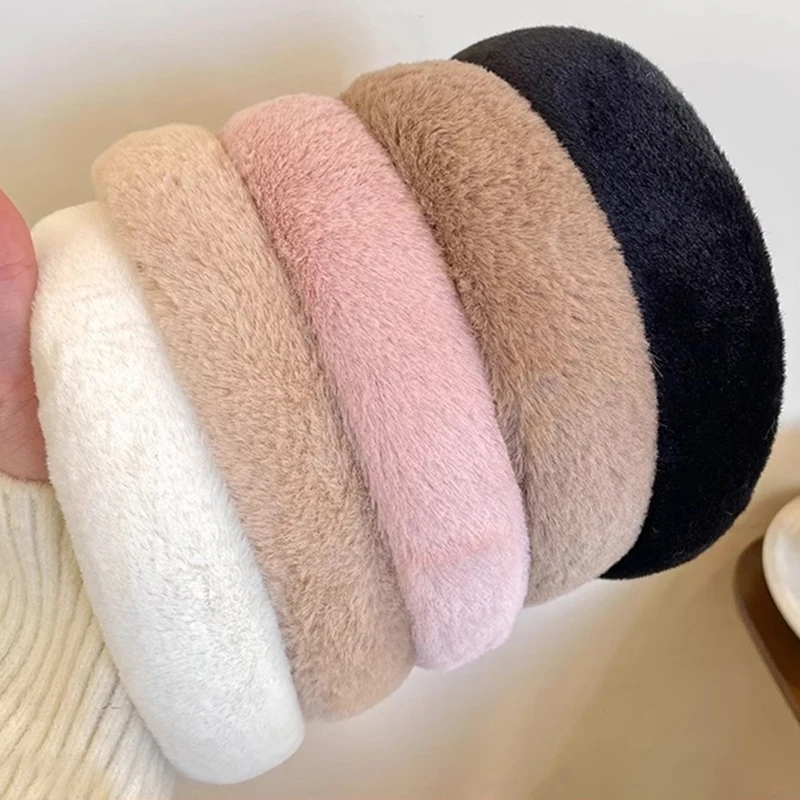 Korean Soft Fluffy Furry Headband Thick Plush Hair Hoop Women Warm Faux Fur Bezel Wide Head Hoop Hairbands DIY Hair Accessories