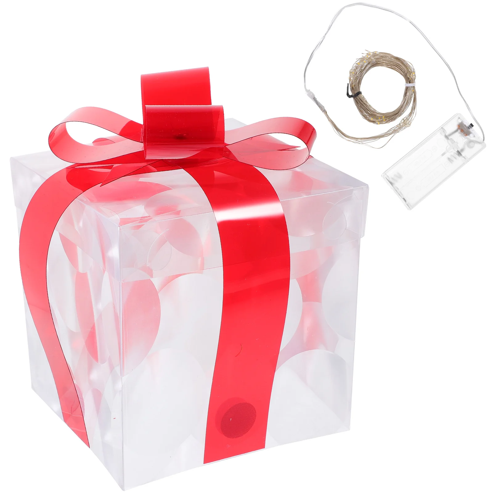 مضاءة هدية عيد الميلاد صندوق أحمر Led ديكور للمنزل بار مطعم عطلة حفلة المشهد تخطيط زخرفة عيد الميلاد ديكور #2