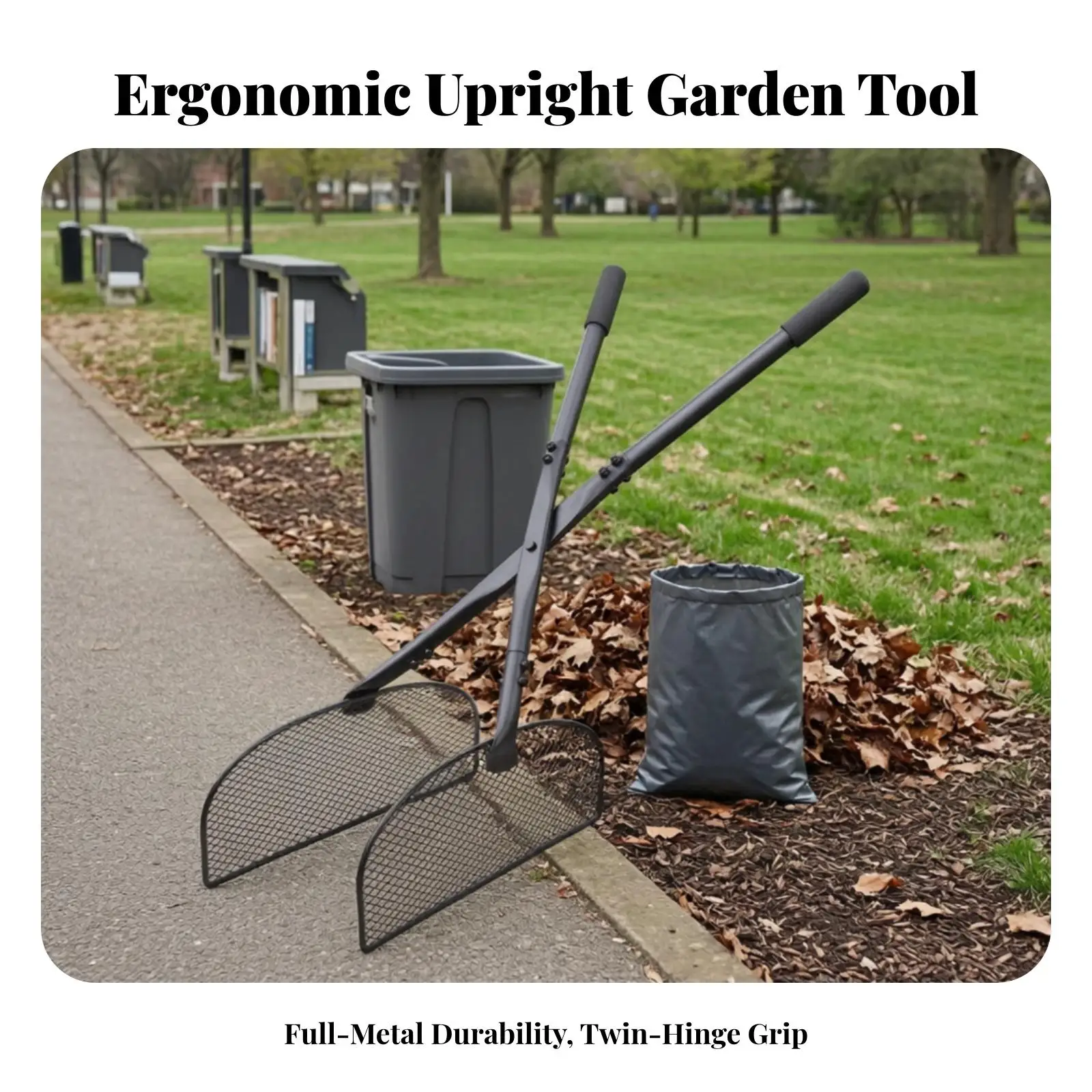 Garden Tools Leaf Rake for Grass Clippings and Debris Collection with Pincer Mechanism for Easy Pickup