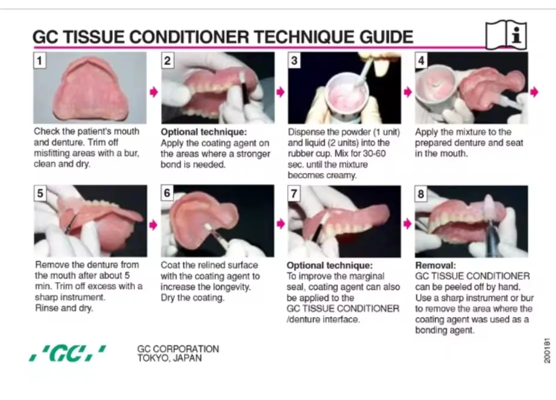مادة طب الأسنان ريلينينج فوجي CG طب الأسنان بطانة ناعمة ذاتية الصلبة منظمة موكوسا منظم أدوات العناية بالفم طقم الأسنان